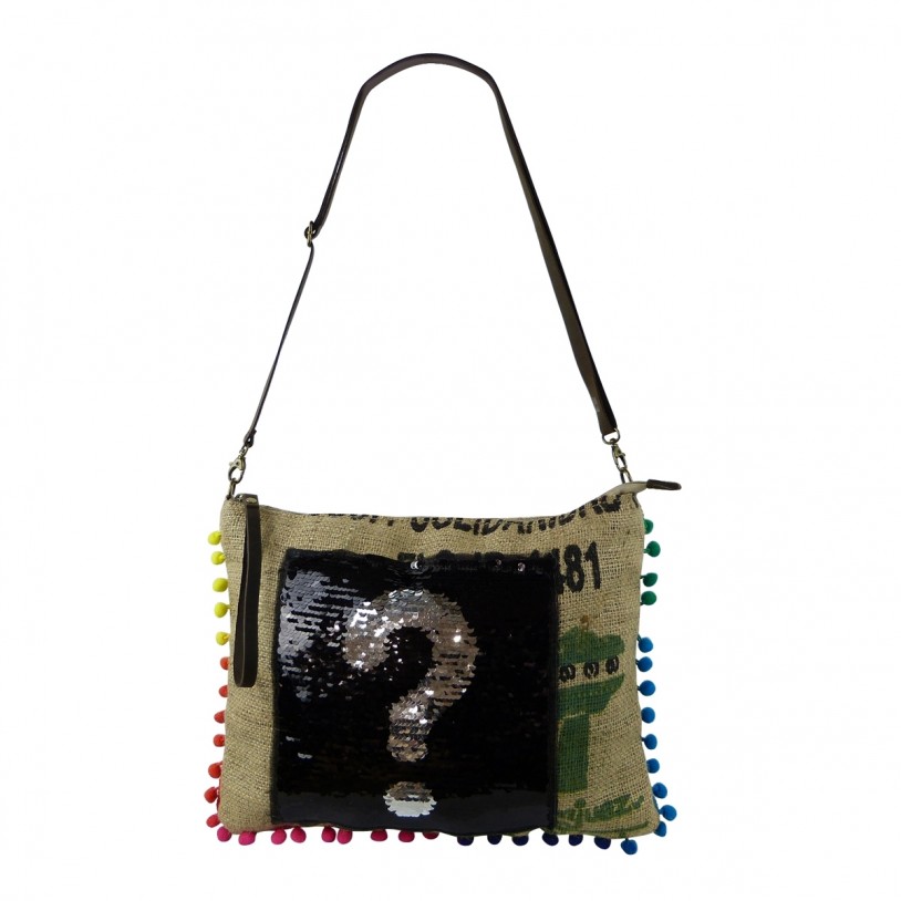 Italian coffee sack bag with leather handles SHC128