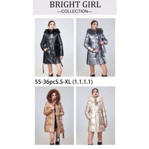 55 Women's Quilted Puffer Coat with Faux Fur Hood